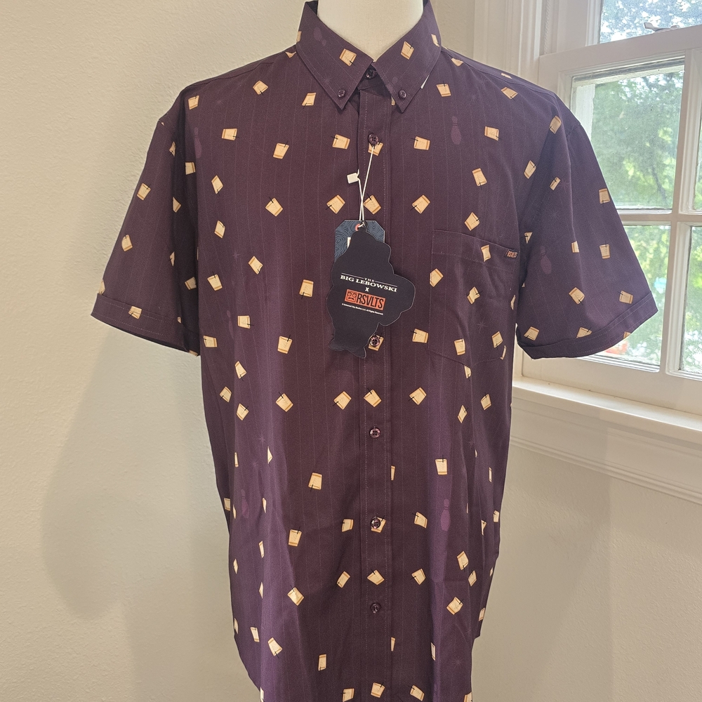 RSVLTS Men's Purple Shirt with Gold Pattern
